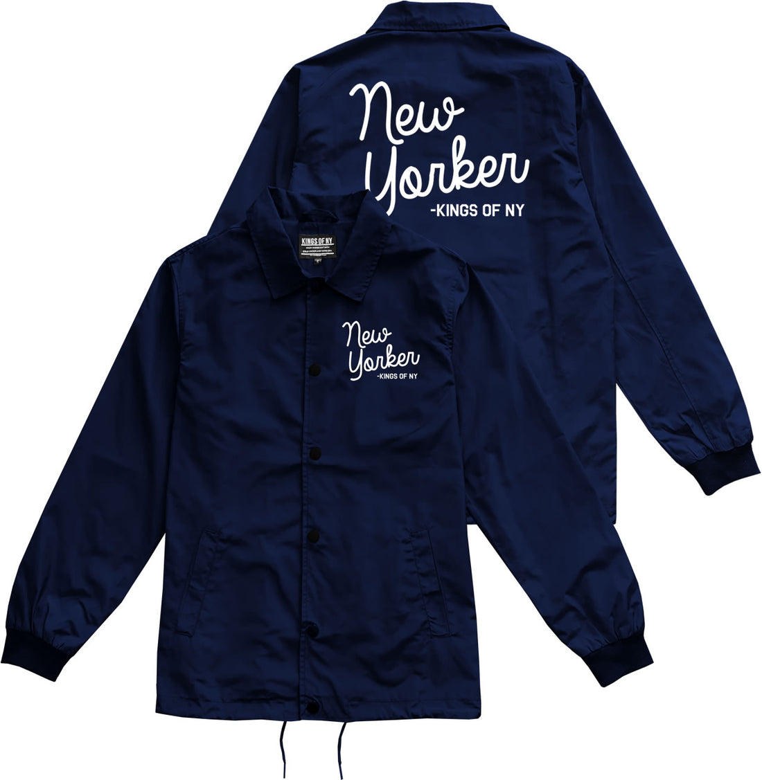 New Yorker Script Mens Coaches Jacket Navy Blue