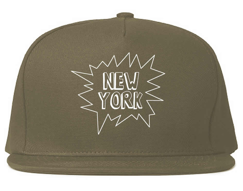 New York Bubble Quote Mens Snapback Hat Grey