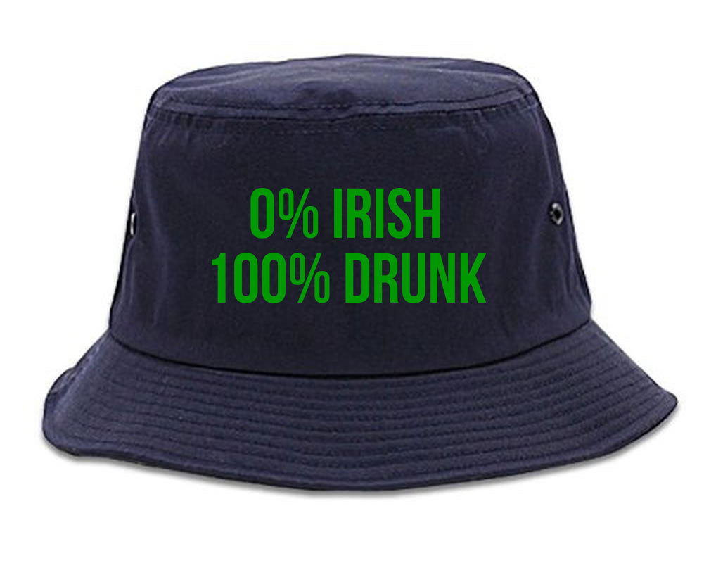 0 Irish 100 Drunk Funny St Patricks Day Mens Bucket Hat Navy Blue
