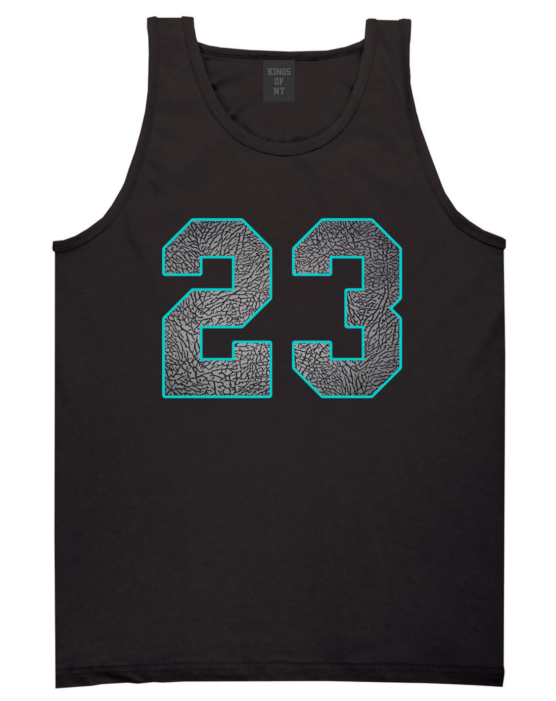 23 Cement Blue Jersey Tank Top in Black By Kings Of NY