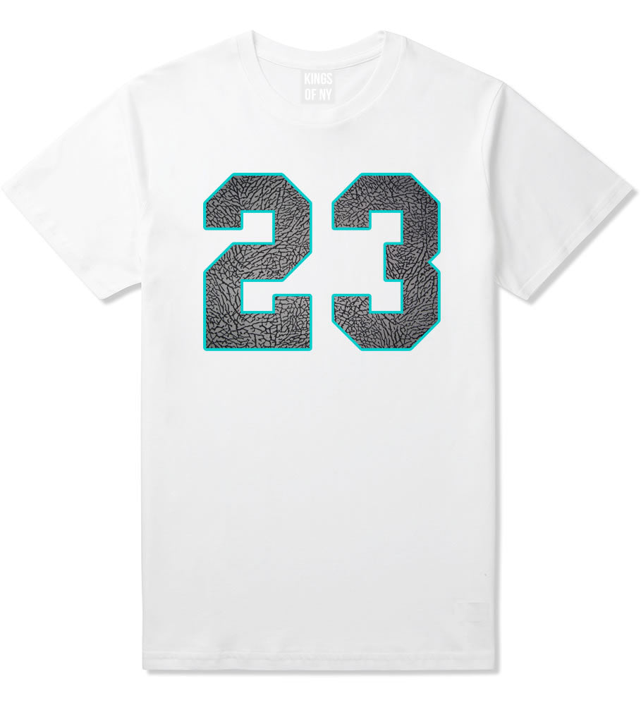 23 Cement Blue Jersey T-Shirt in White By Kings Of NY