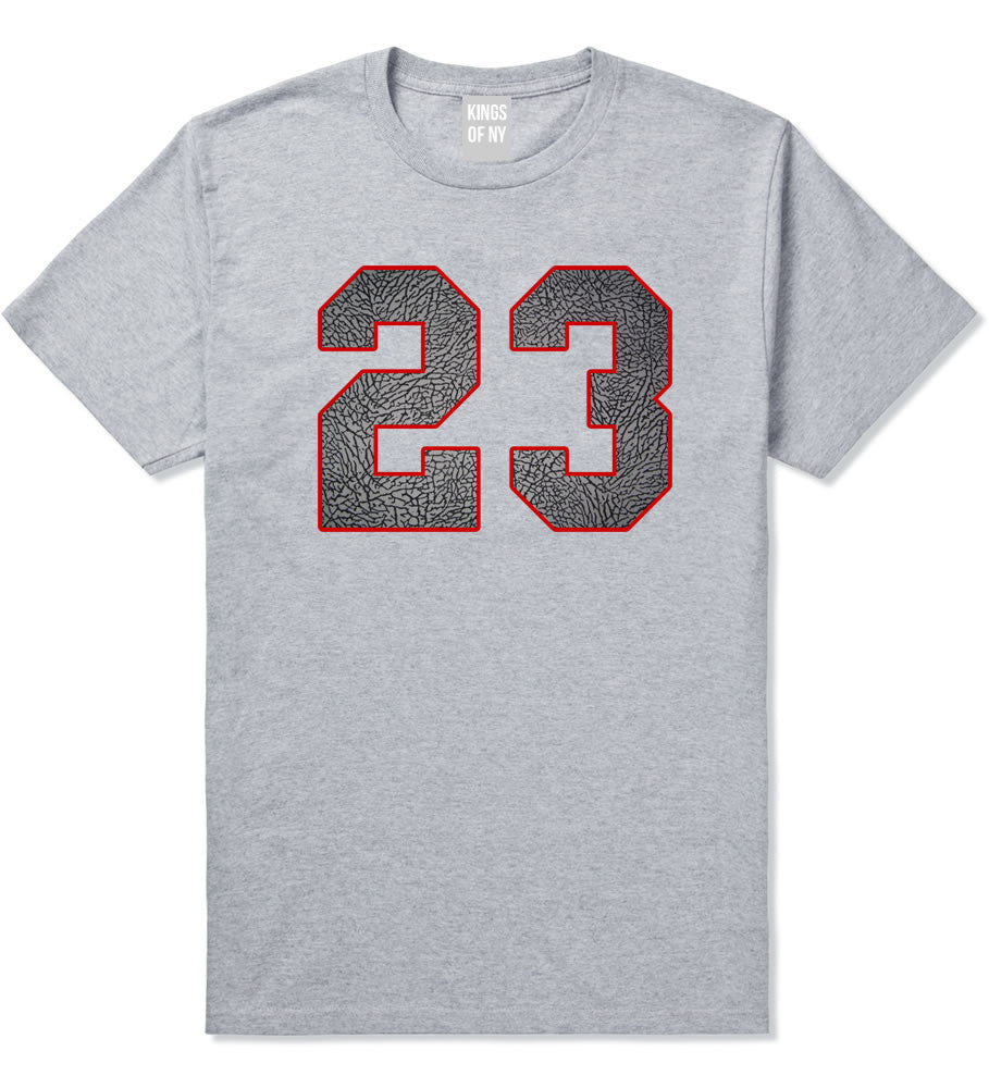 23 Cement Red Jersey T-Shirt in Grey By Kings Of NY