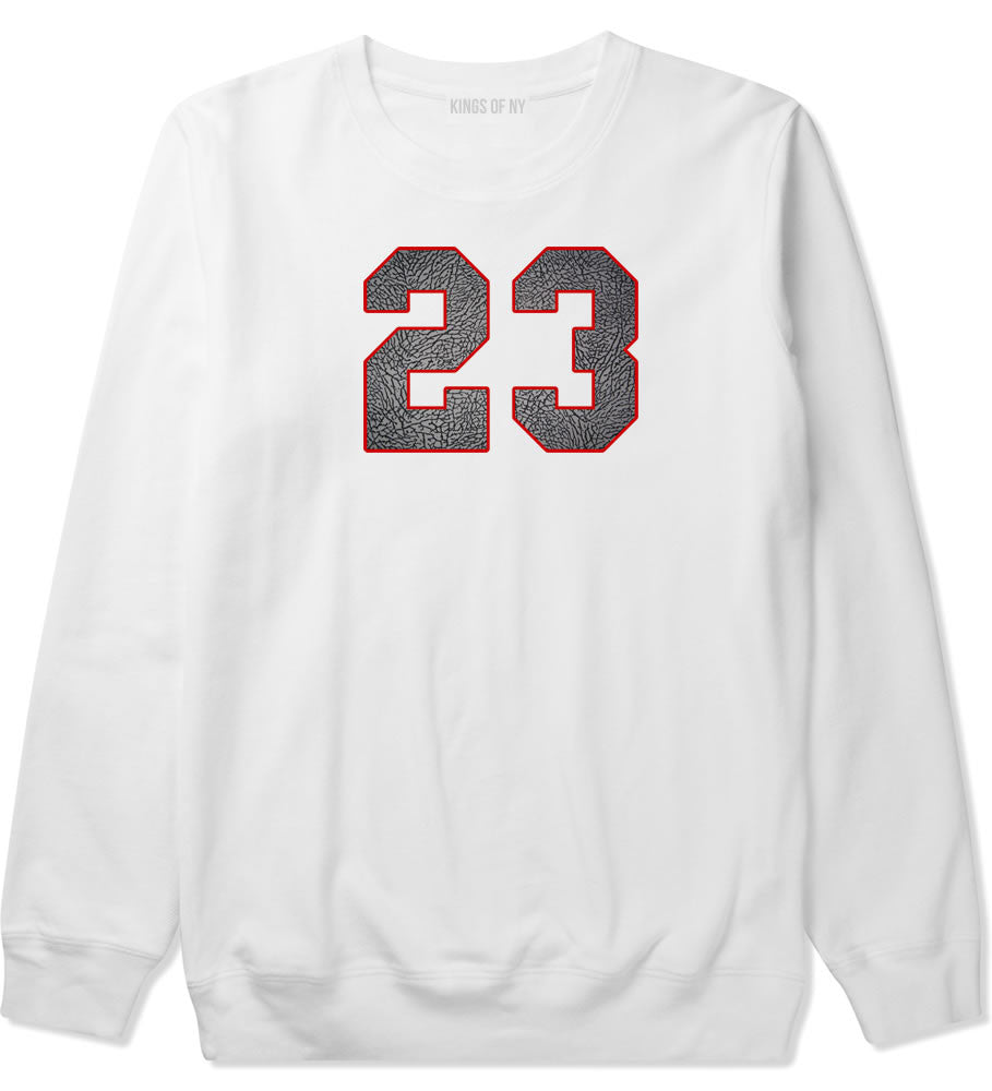 23 Cement Red Jersey Crewneck Sweatshirt in White By Kings Of NY