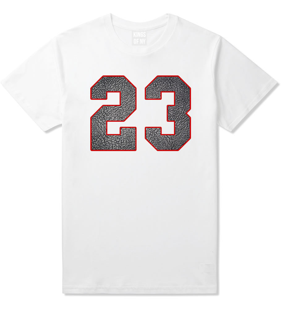 23 Cement Red Jersey T-Shirt in White By Kings Of NY