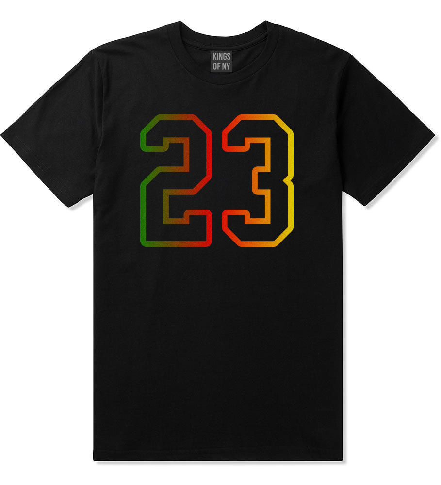23 Cement Print Colorful Jersey T-Shirt in Black By Kings Of NY