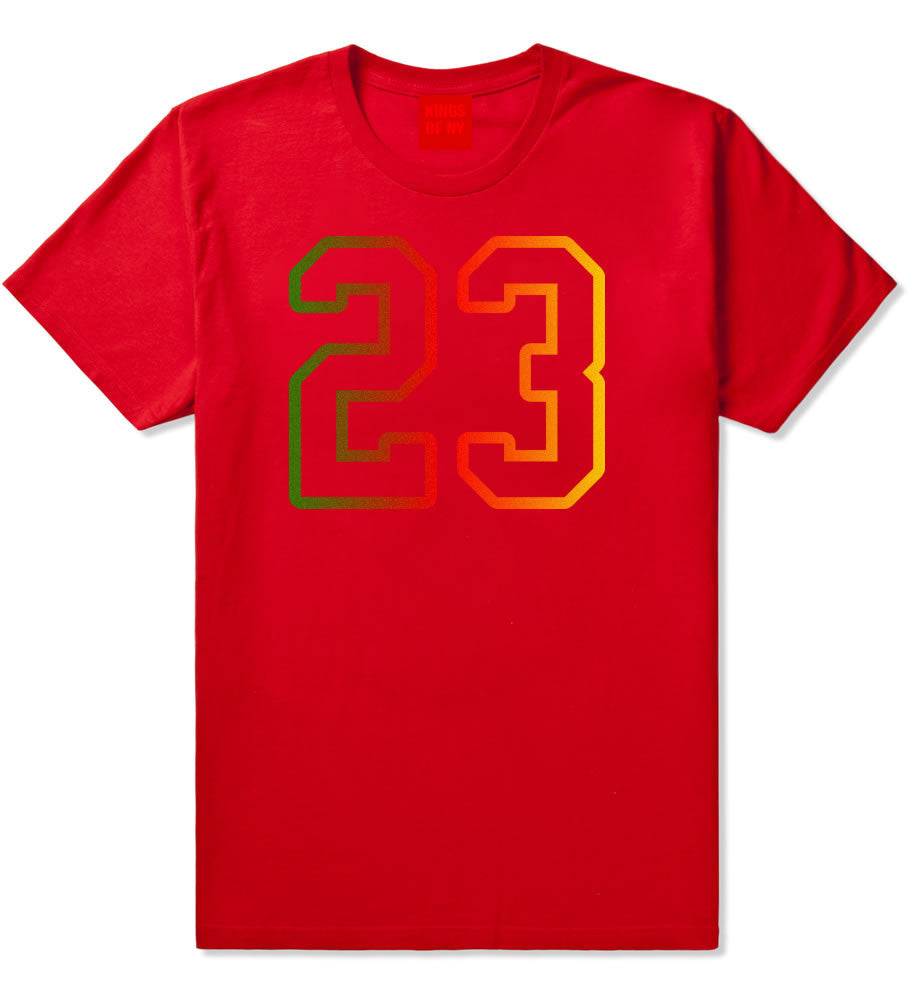 23 Cement Print Colorful Jersey T-Shirt in Red By Kings Of NY