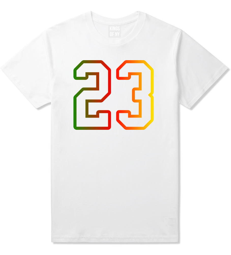 23 Cement Print Colorful Jersey T-Shirt in White By Kings Of NY