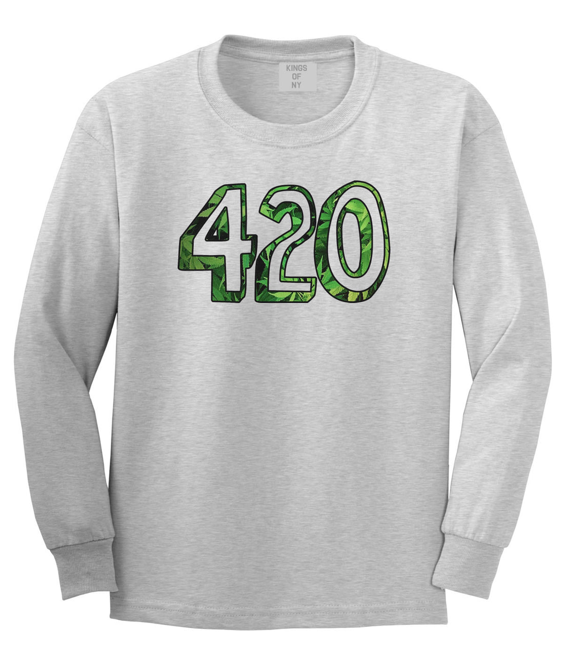  420 Weed Marijuana Print Boys Kids Long Sleeve T-Shirt in Grey by Kings Of NY