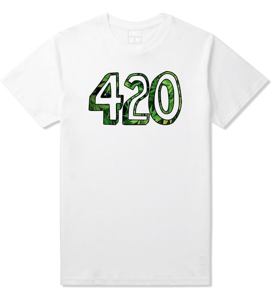  420 Weed Marijuana Print T-Shirt in White by Kings Of NY