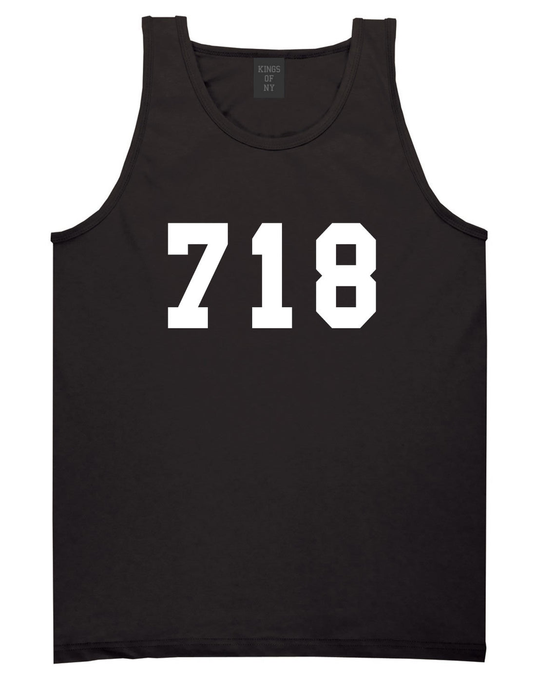 718 New York Area Code Tank Top in Black By Kings Of NY