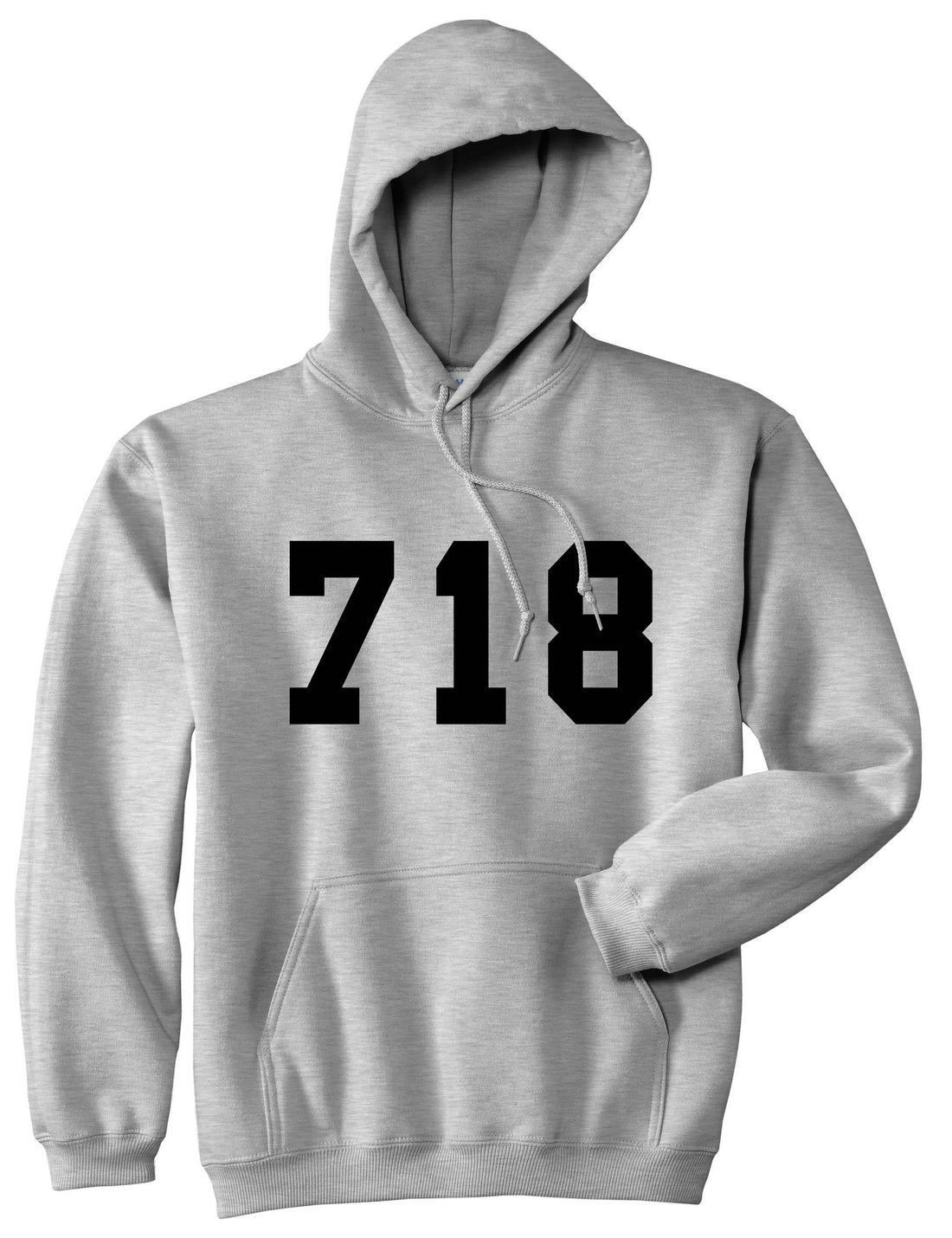 718 New York Area Code Pullover Hoodie in Grey By Kings Of NY