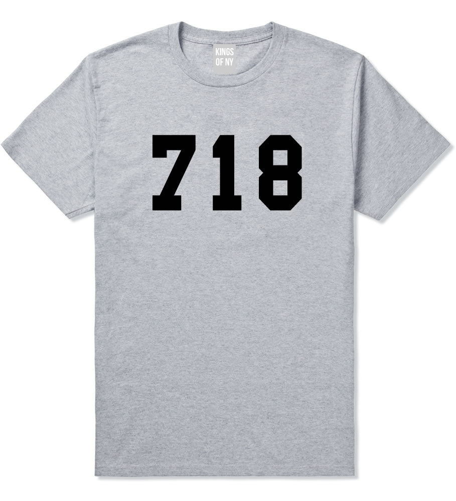718 New York Area Code T-Shirt in Grey By Kings Of NY