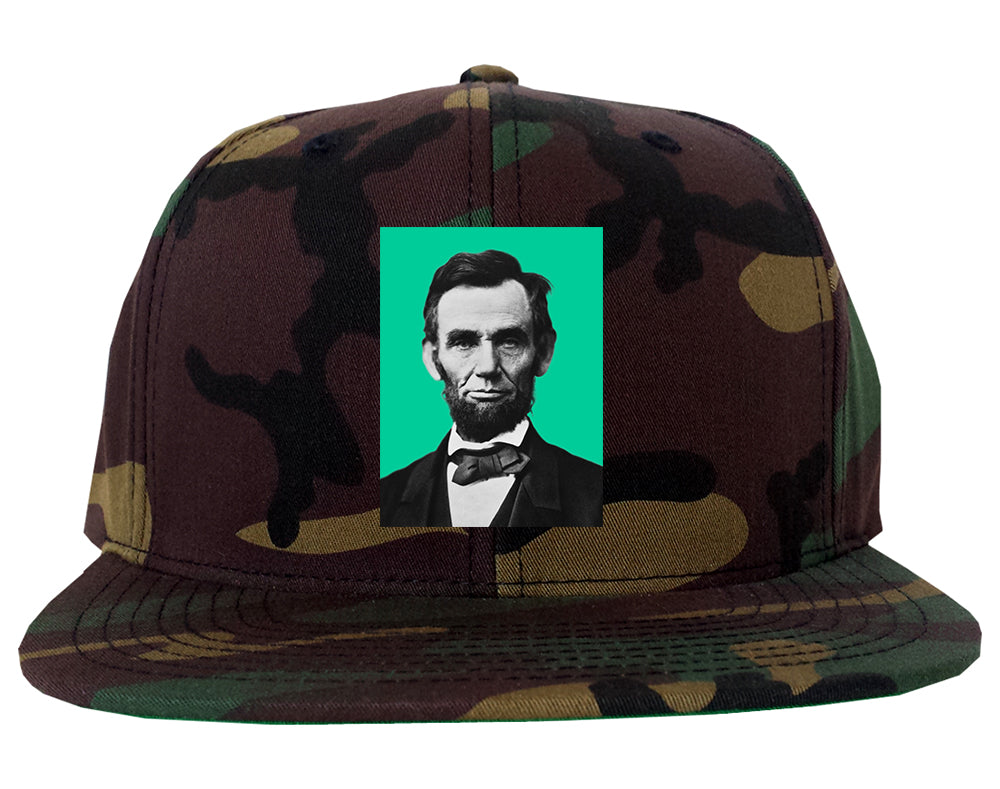Abraham Lincoln Portrait Mens Snapback Hat Army Camo