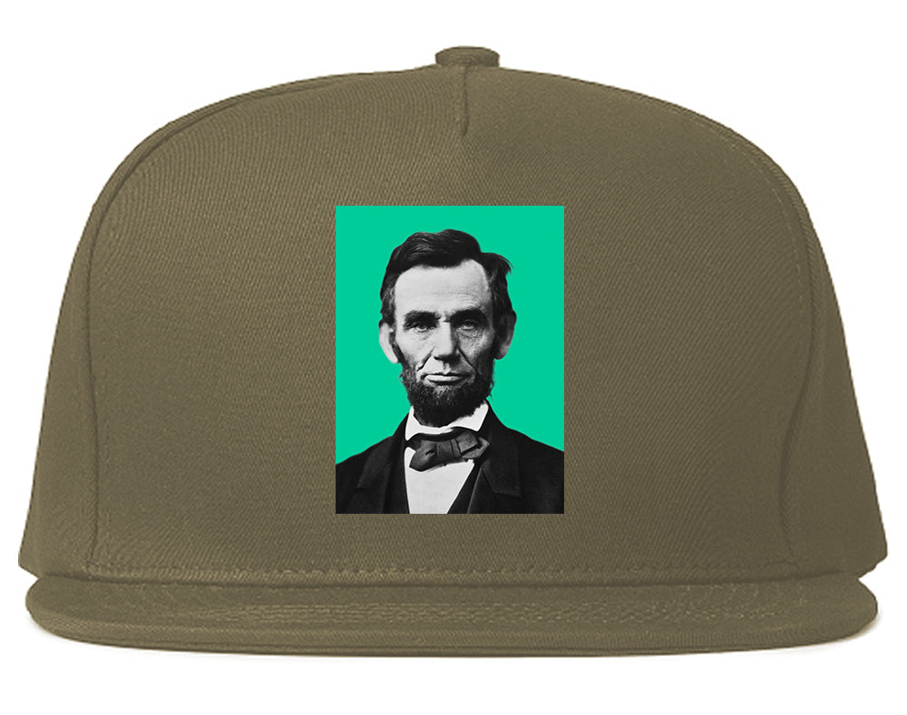 Abraham Lincoln Portrait Mens Snapback Hat Grey