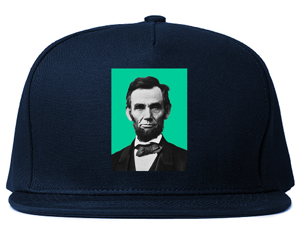 Abraham Lincoln Portrait Mens Snapback Hat Navy Blue