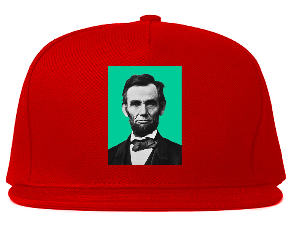 Abraham Lincoln Portrait Mens Snapback Hat Red