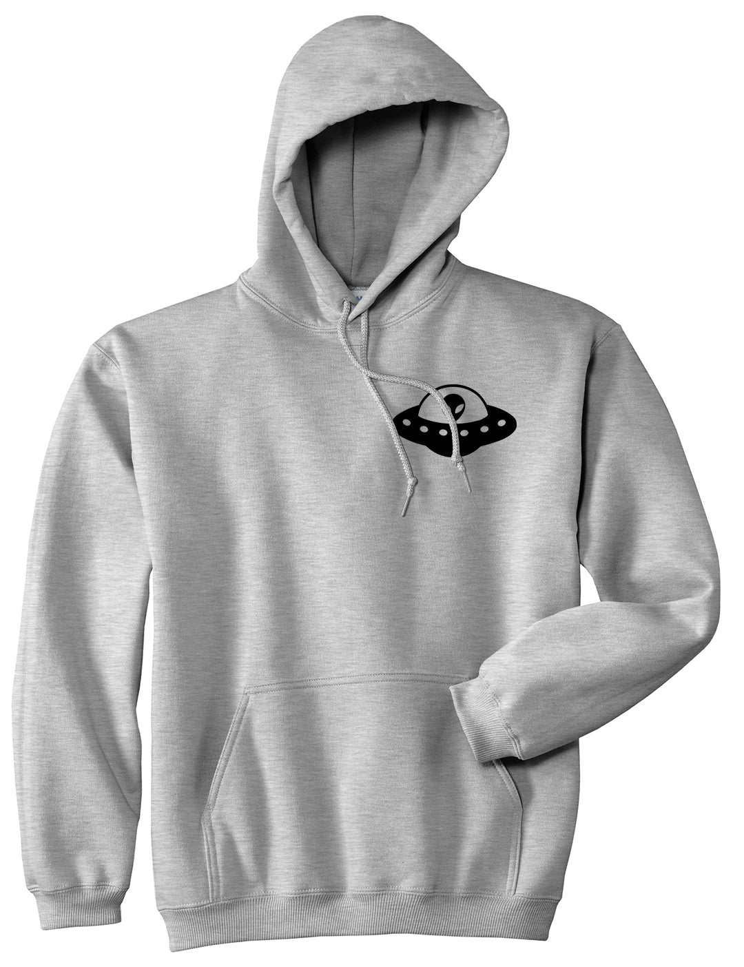 Alien Spaceship Chest Mens Grey Pullover Hoodie by Kings Of NY