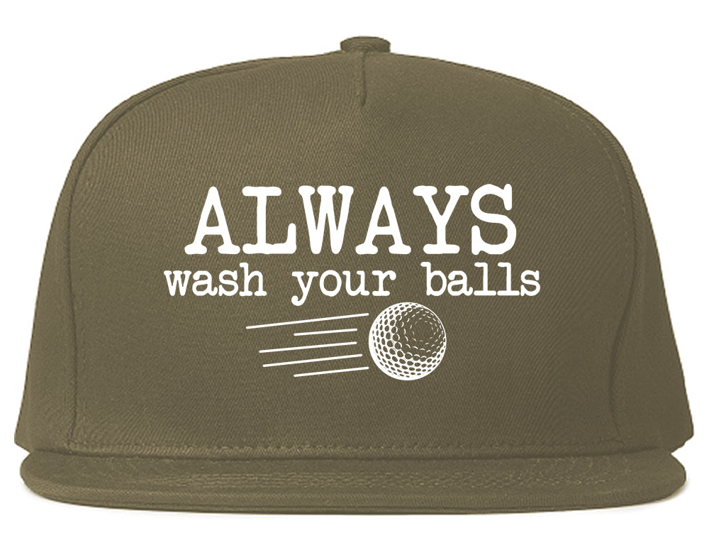 Always Wash Your Balls Funny Golf Mens Snapback Hat Grey