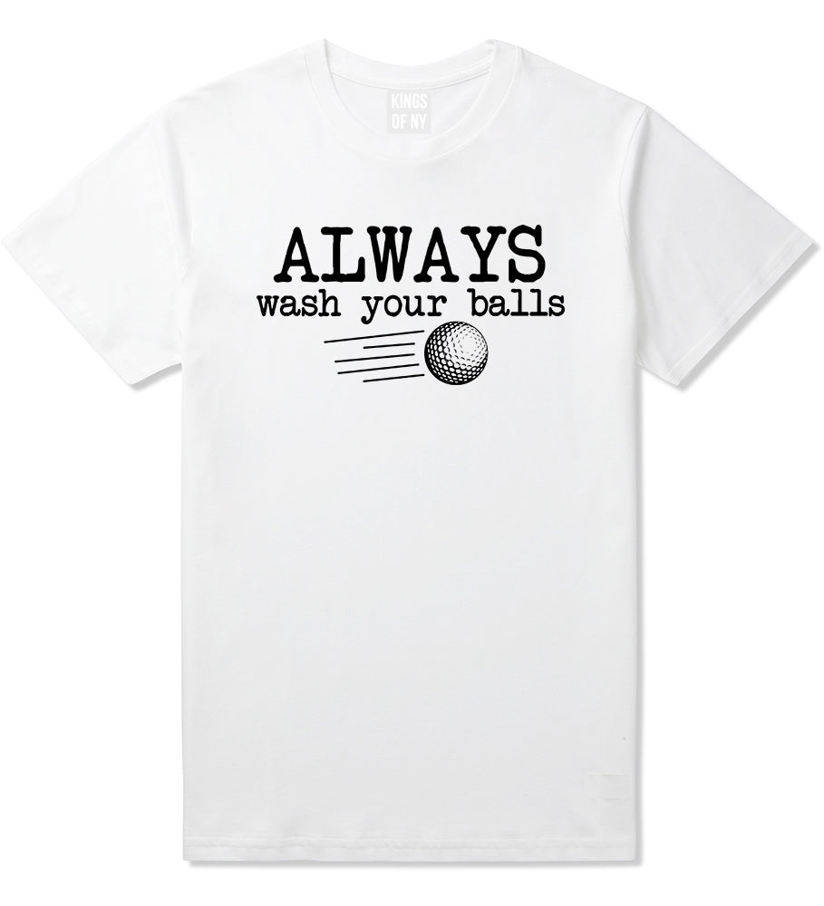 Always Wash Your Balls Funny Golf Mens T-Shirt White