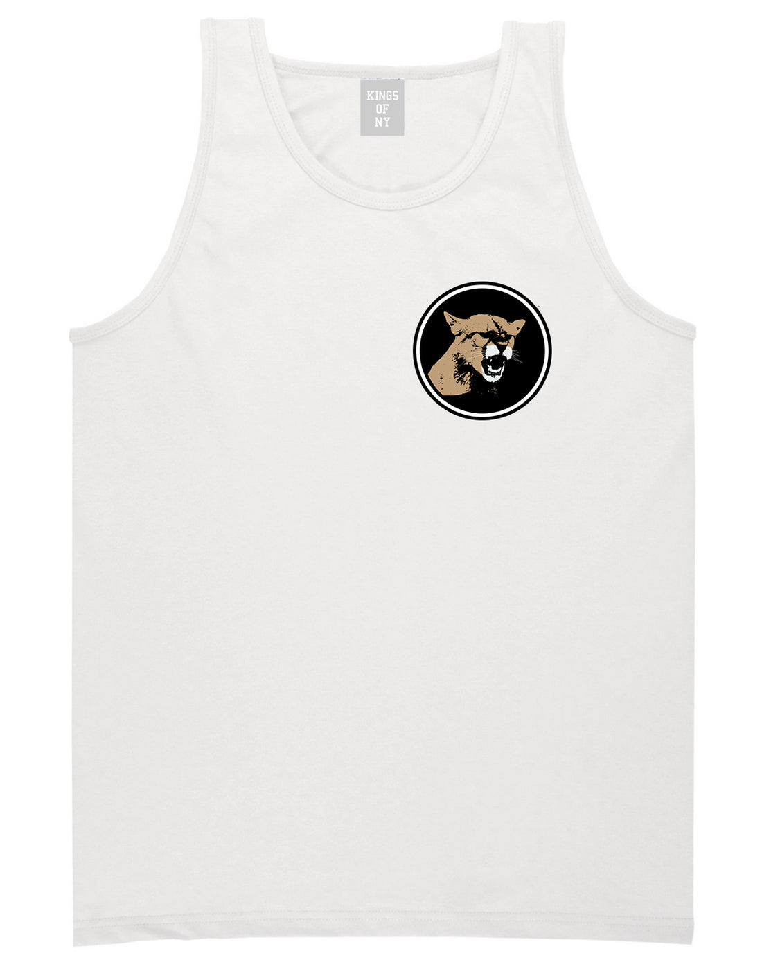 Angry Cougar Chest White Tank Top Shirt by Kings Of NY