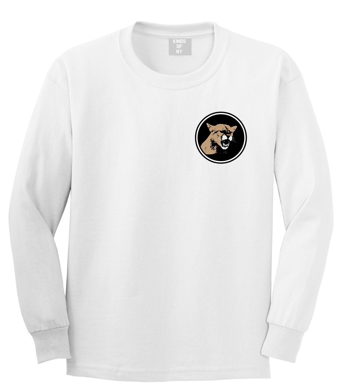 Angry Cougar Chest White Long Sleeve T-Shirt by Kings Of NY