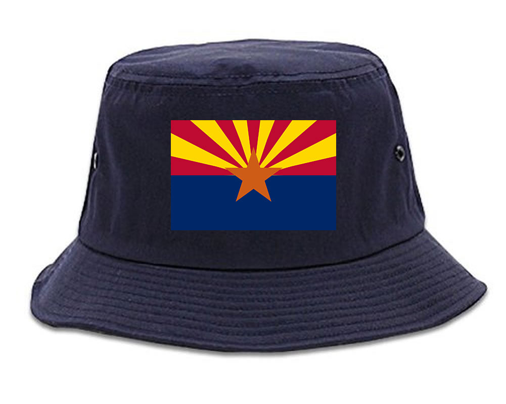 Arizona State Flag AZ Chest Mens Bucket Hat Navy Blue