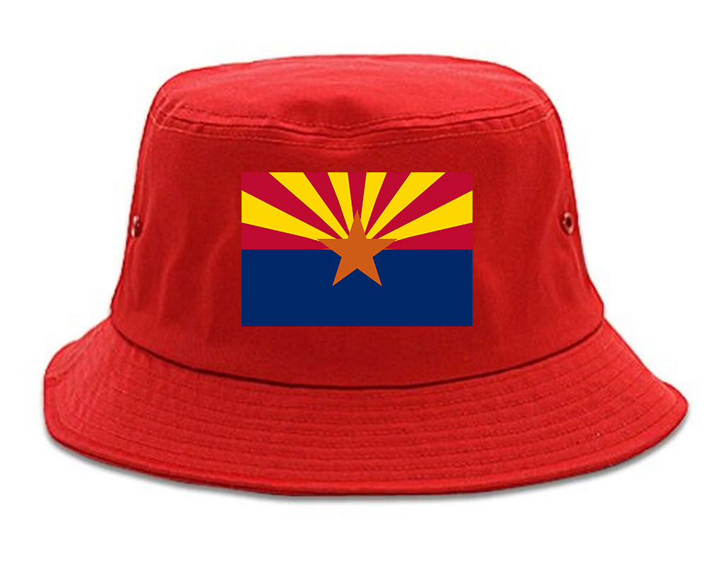 Arizona State Flag AZ Chest Mens Bucket Hat Red