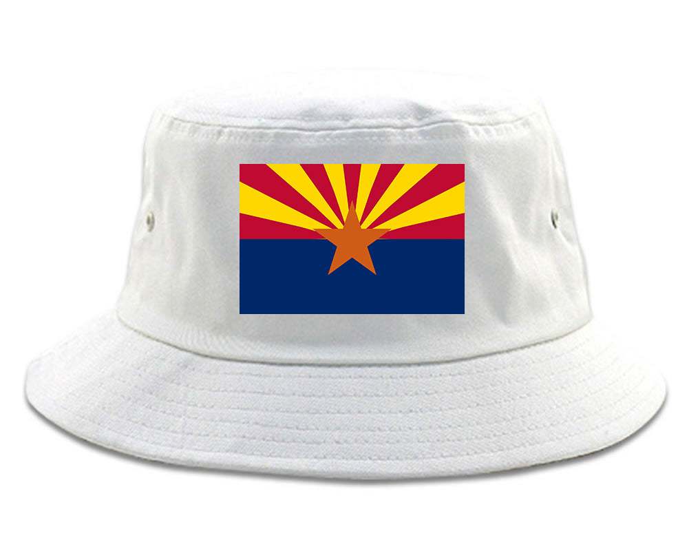 Arizona State Flag AZ Chest Mens Bucket Hat White