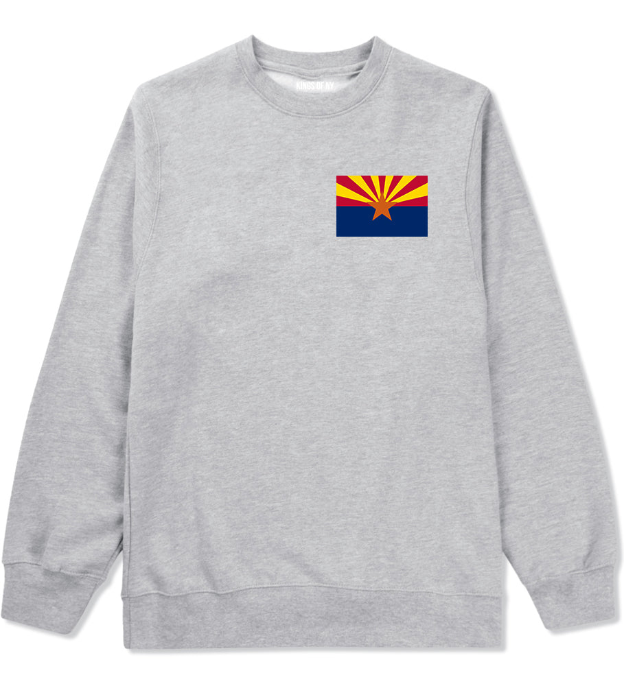 Arizona State Flag AZ Chest Mens Crewneck Sweatshirt Grey