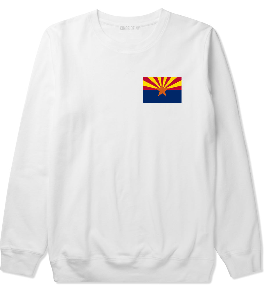 Arizona State Flag AZ Chest Mens Crewneck Sweatshirt White