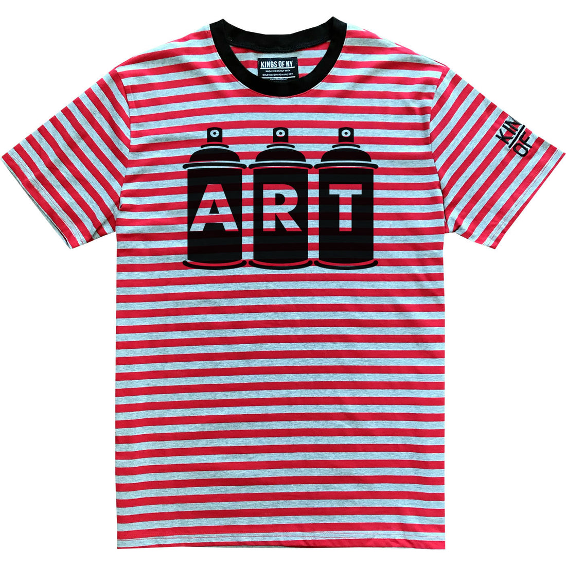 Red Art Spray Can Graffiti Striped T-Shirt