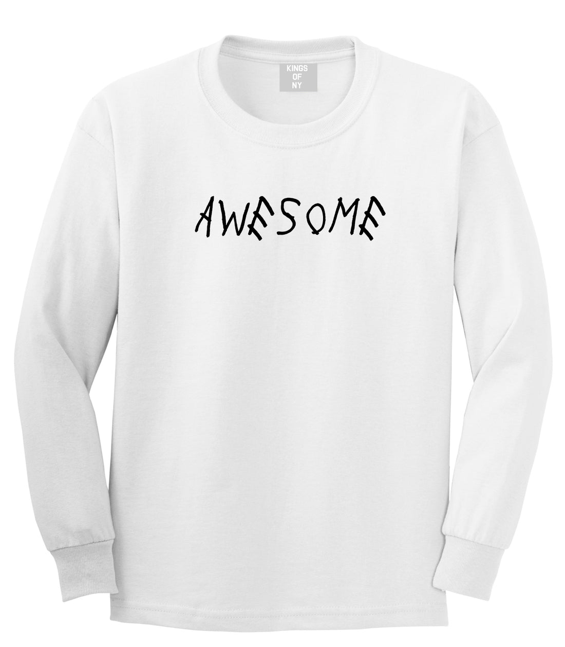 Awesome White Long Sleeve T-Shirt by Kings Of NY