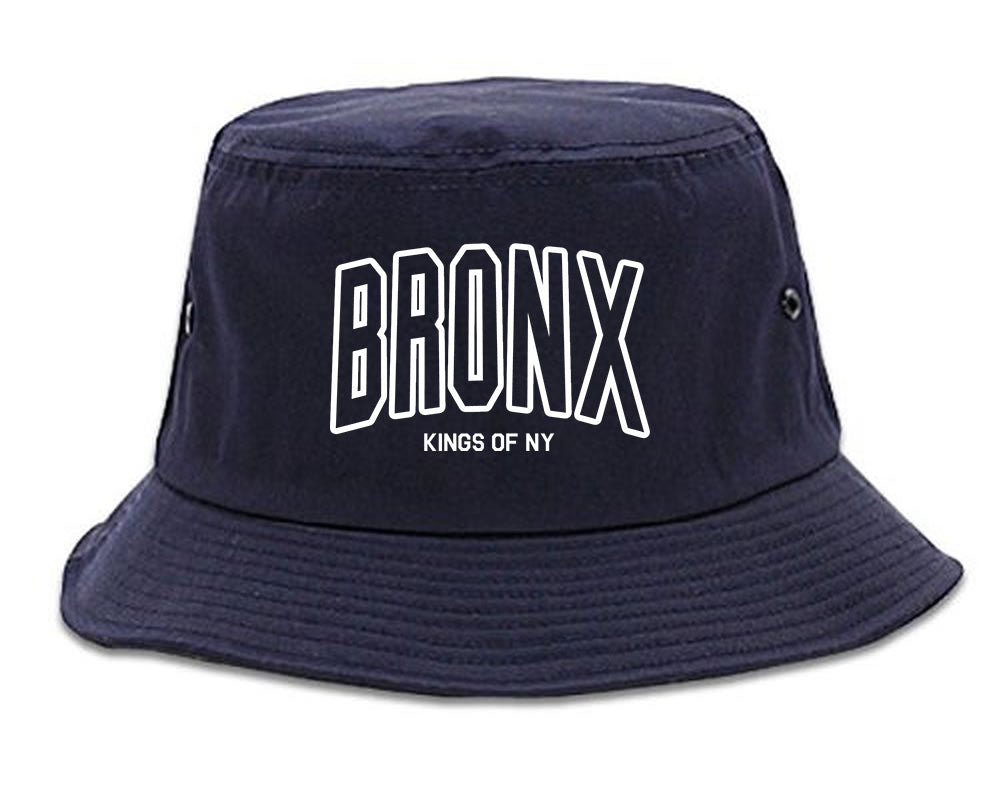BRONX College Outline Mens Bucket Hat Navy Blue