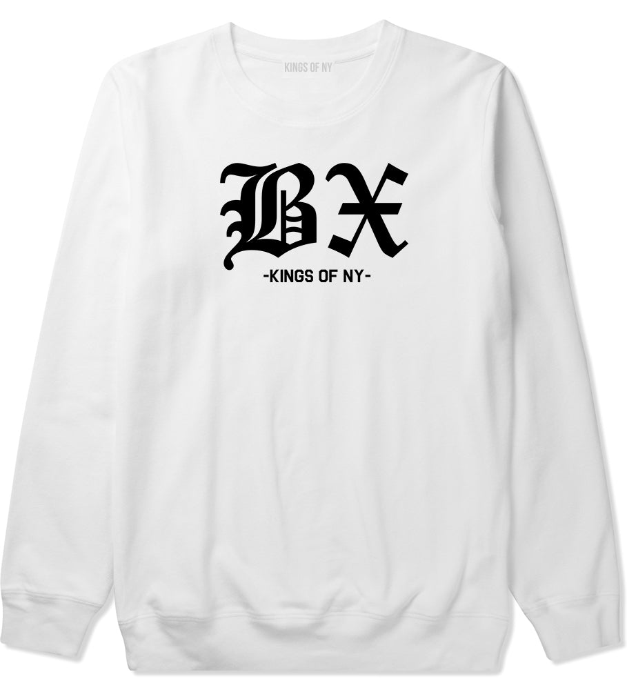 BX Old English Bronx New York Crewneck Sweatshirt in White