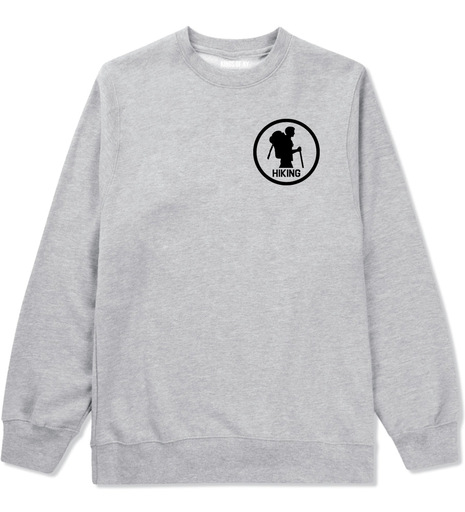 Backpacking Outdoor Hiking Chest Grey Crewneck Sweatshirt by Kings Of NY