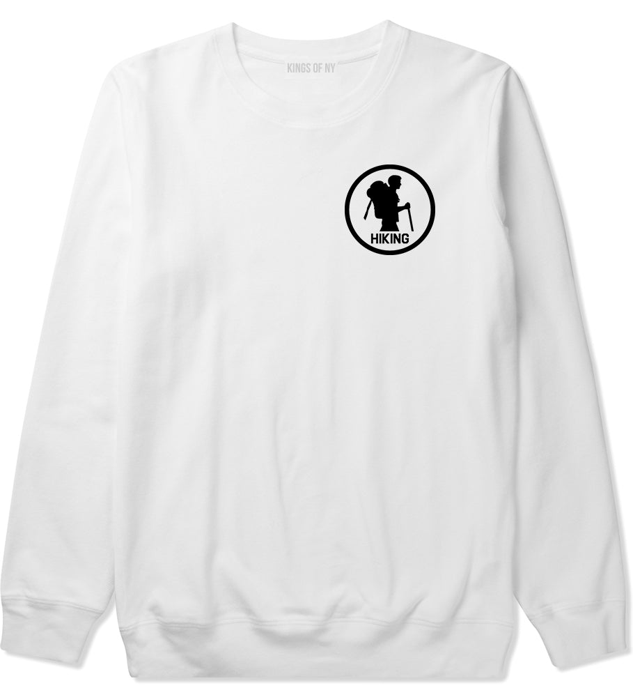 Backpacking Outdoor Hiking Chest White Crewneck Sweatshirt by Kings Of NY