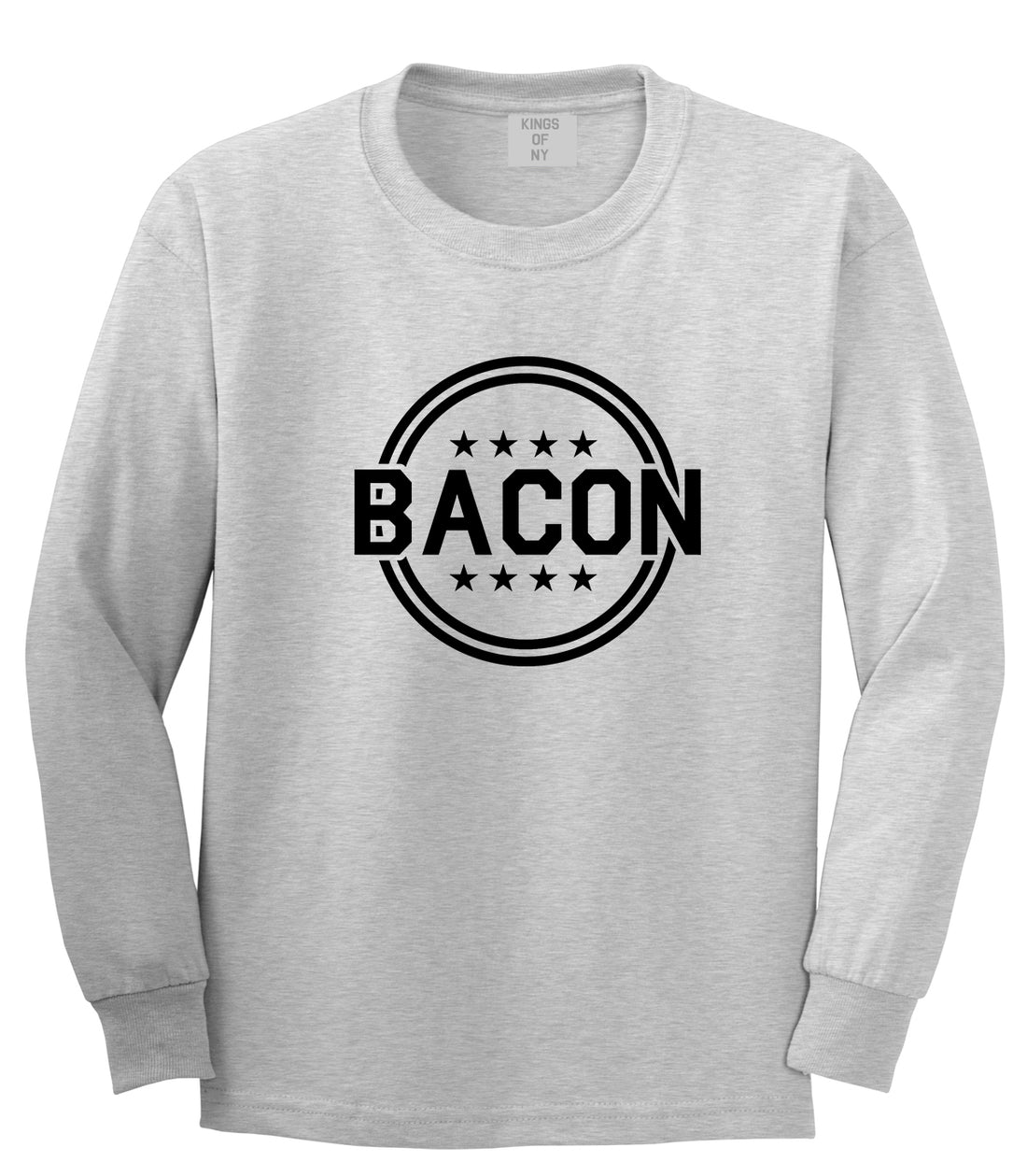 Bacon Stars Grey Long Sleeve T-Shirt by Kings Of NY