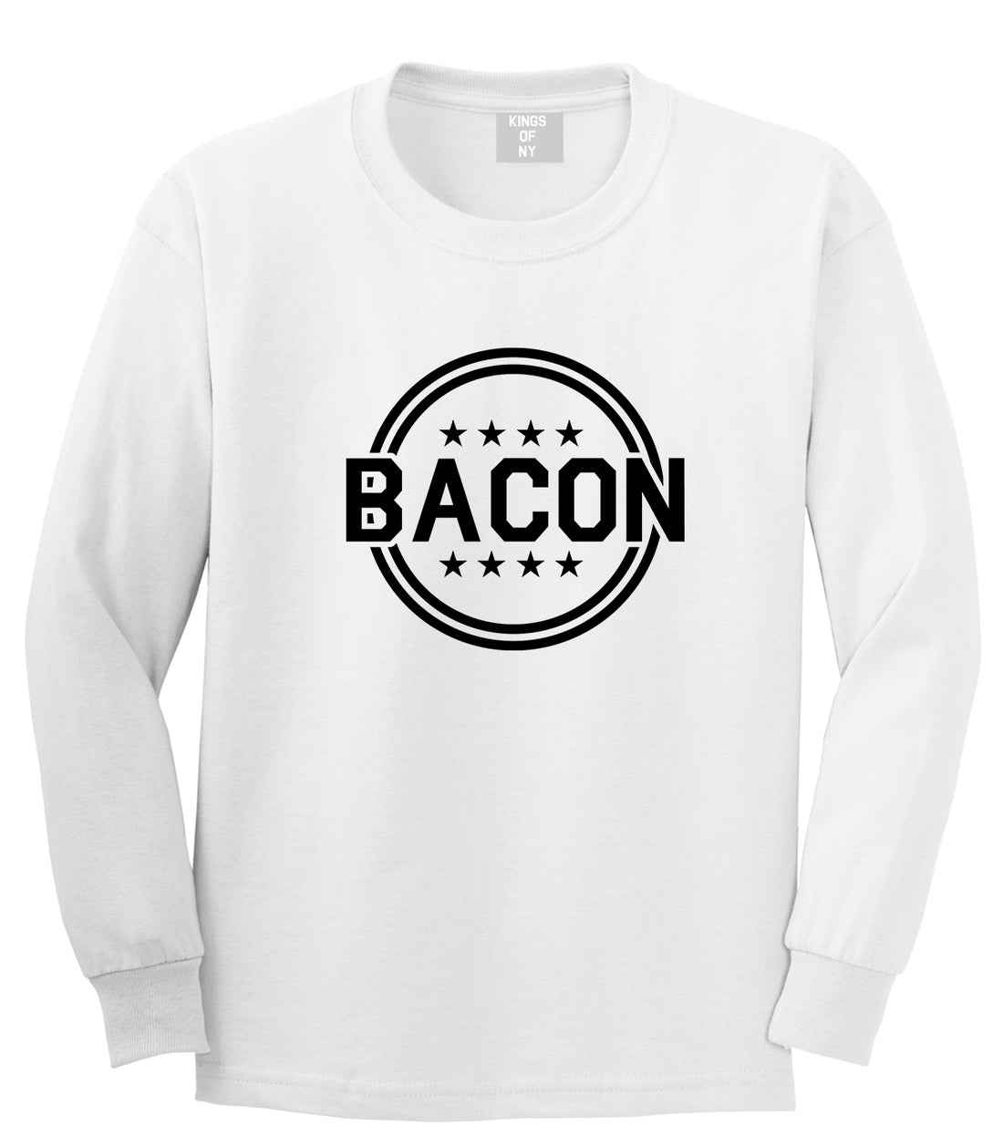 Bacon Stars White Long Sleeve T-Shirt by Kings Of NY