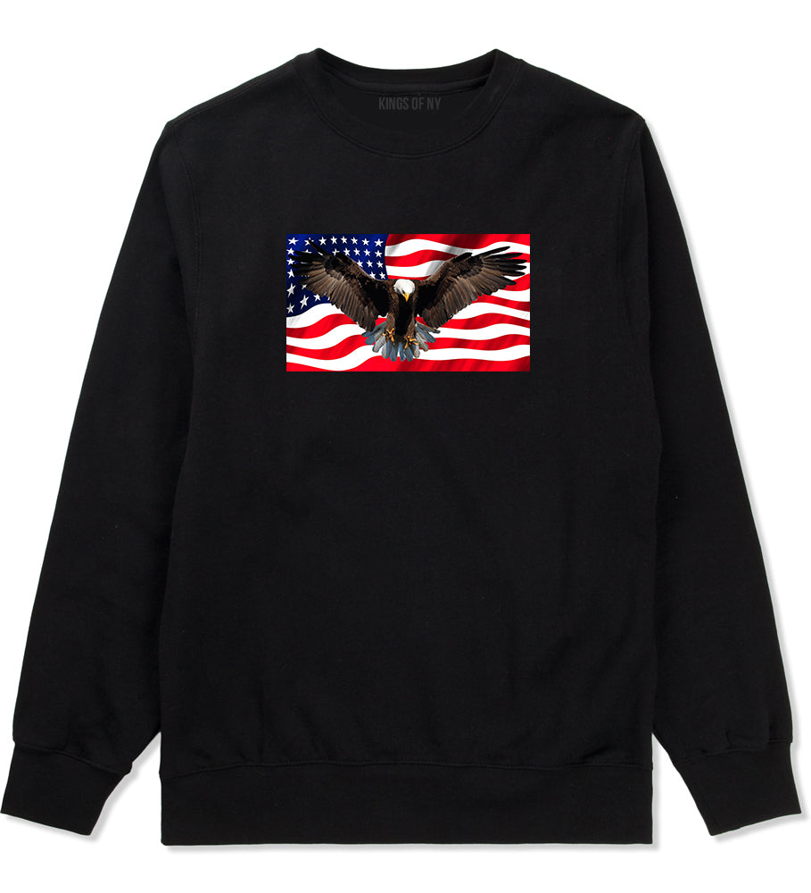 Bald Eagle American Flag Black Crewneck Sweatshirt by Kings Of NY
