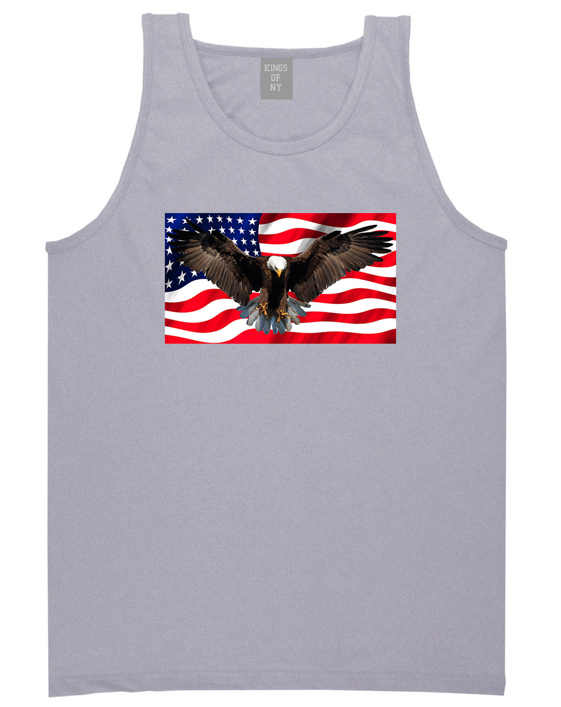 Bald Eagle American Flag Grey Tank Top Shirt by Kings Of NY