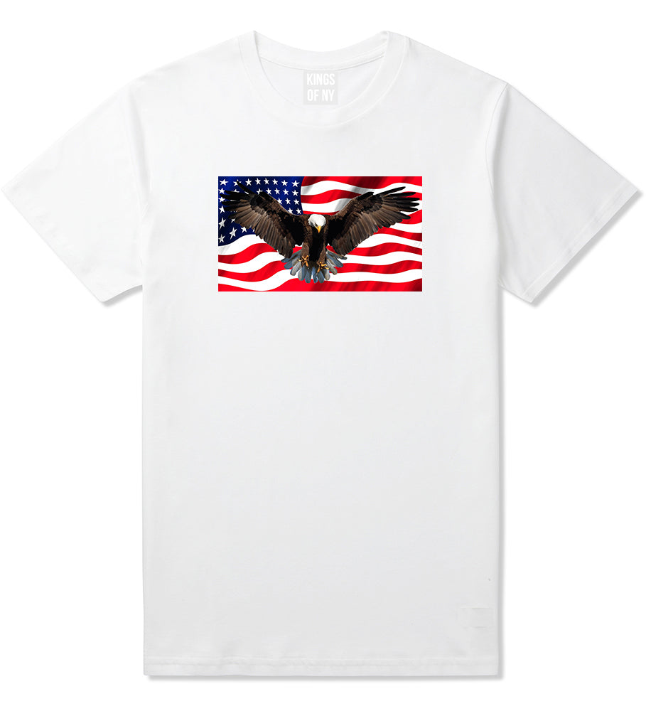 Bald Eagle American Flag White T-Shirt by Kings Of NY