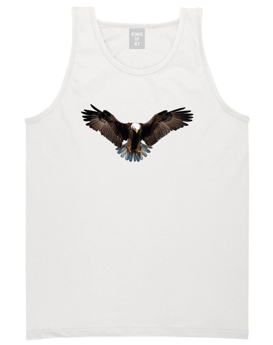 Bald Eagle Wings Spread White Tank Top Shirt by Kings Of NY