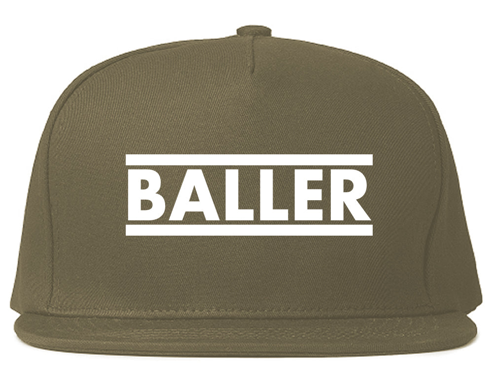 Baller Snapback Hat Grey