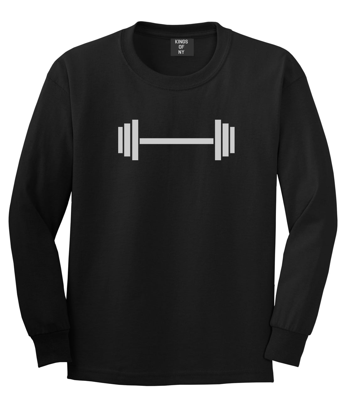 Barbell Workout Gym Black Long Sleeve T-Shirt by Kings Of NY