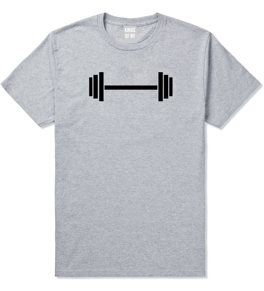 Barbell Workout Gym Grey T-Shirt by Kings Of NY