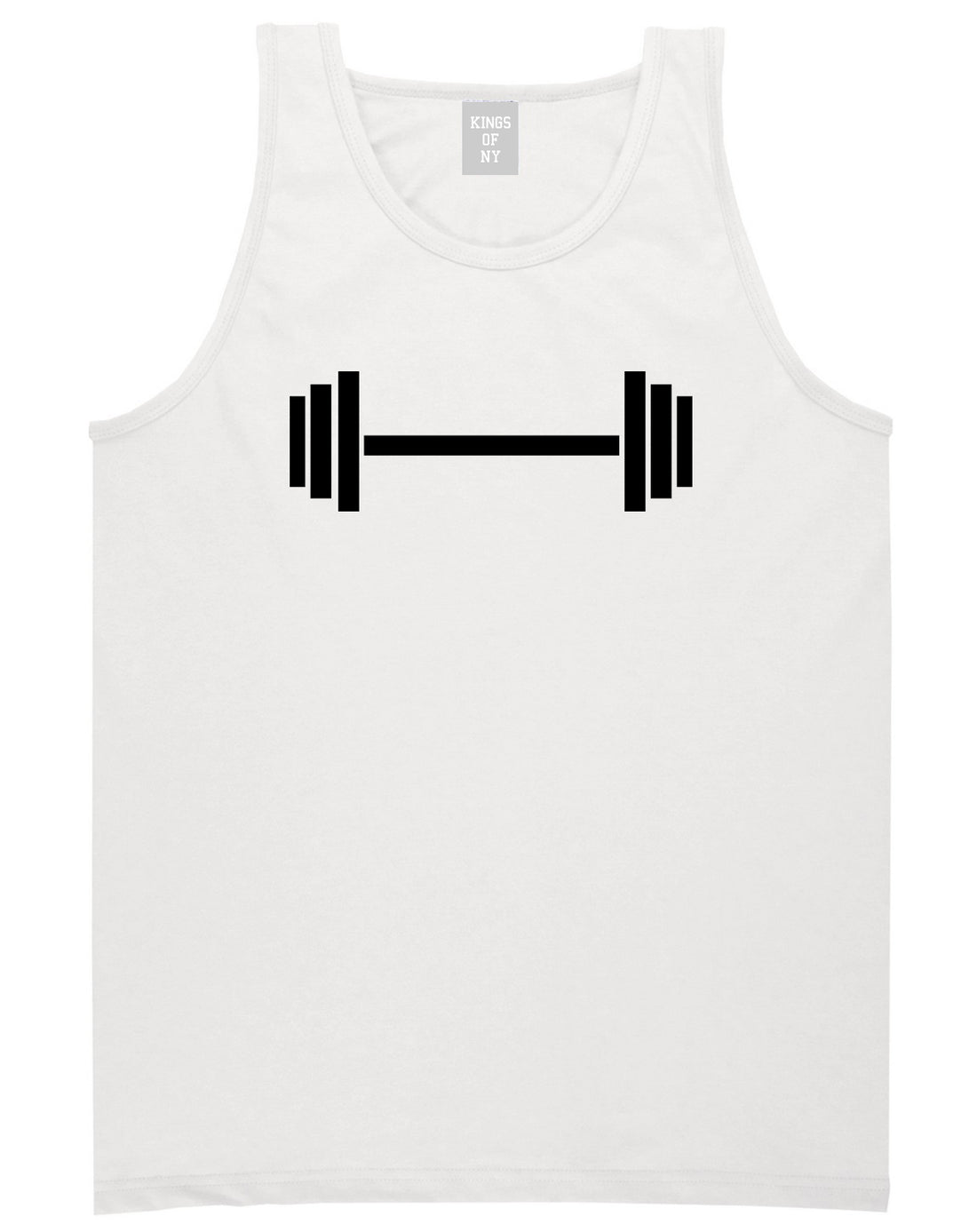 Barbell Workout Gym White Tank Top Shirt by Kings Of NY
