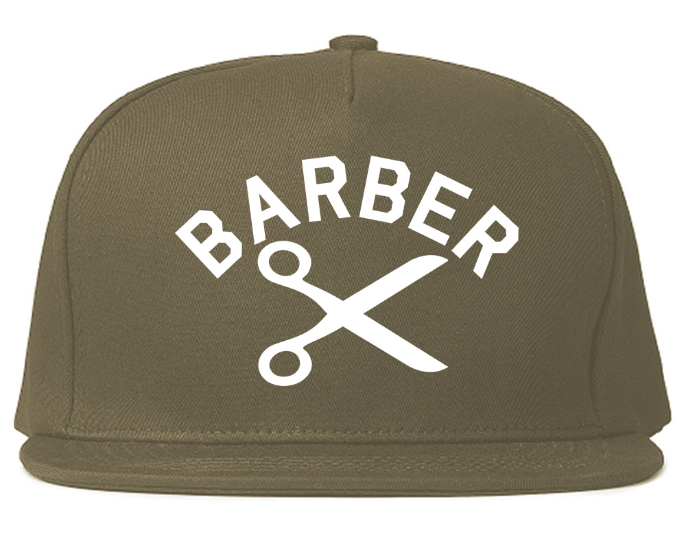 Barber Scissors Snapback Hat Grey
