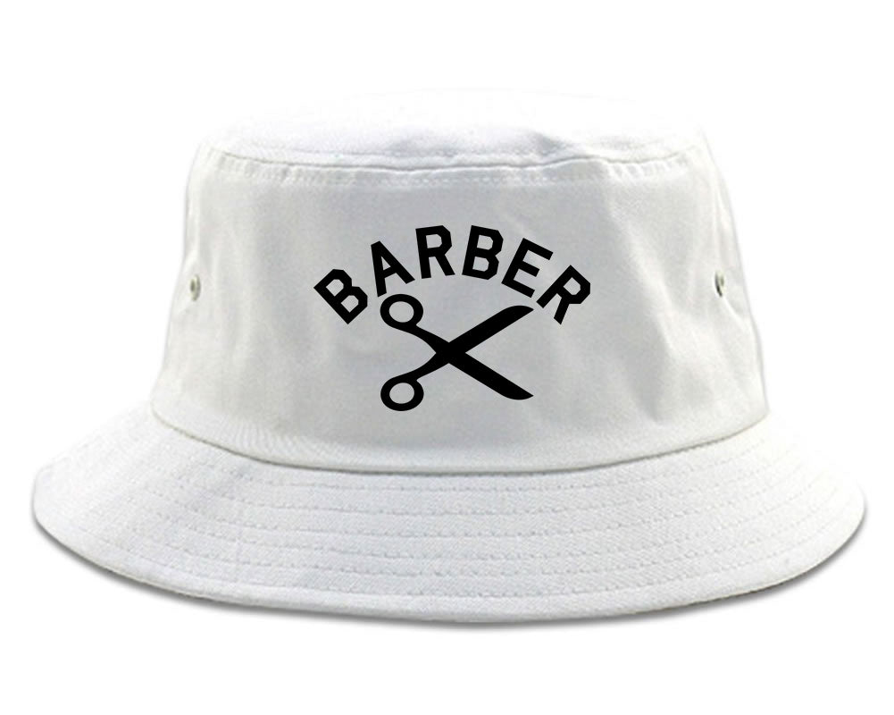 Barber Scissors Bucket Hat White