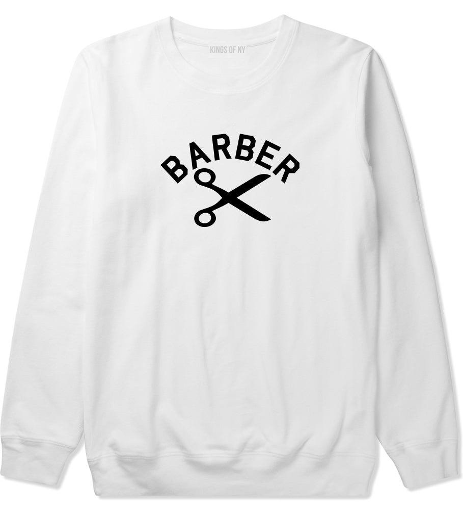 Barber Scissors White Crewneck Sweatshirt by Kings Of NY