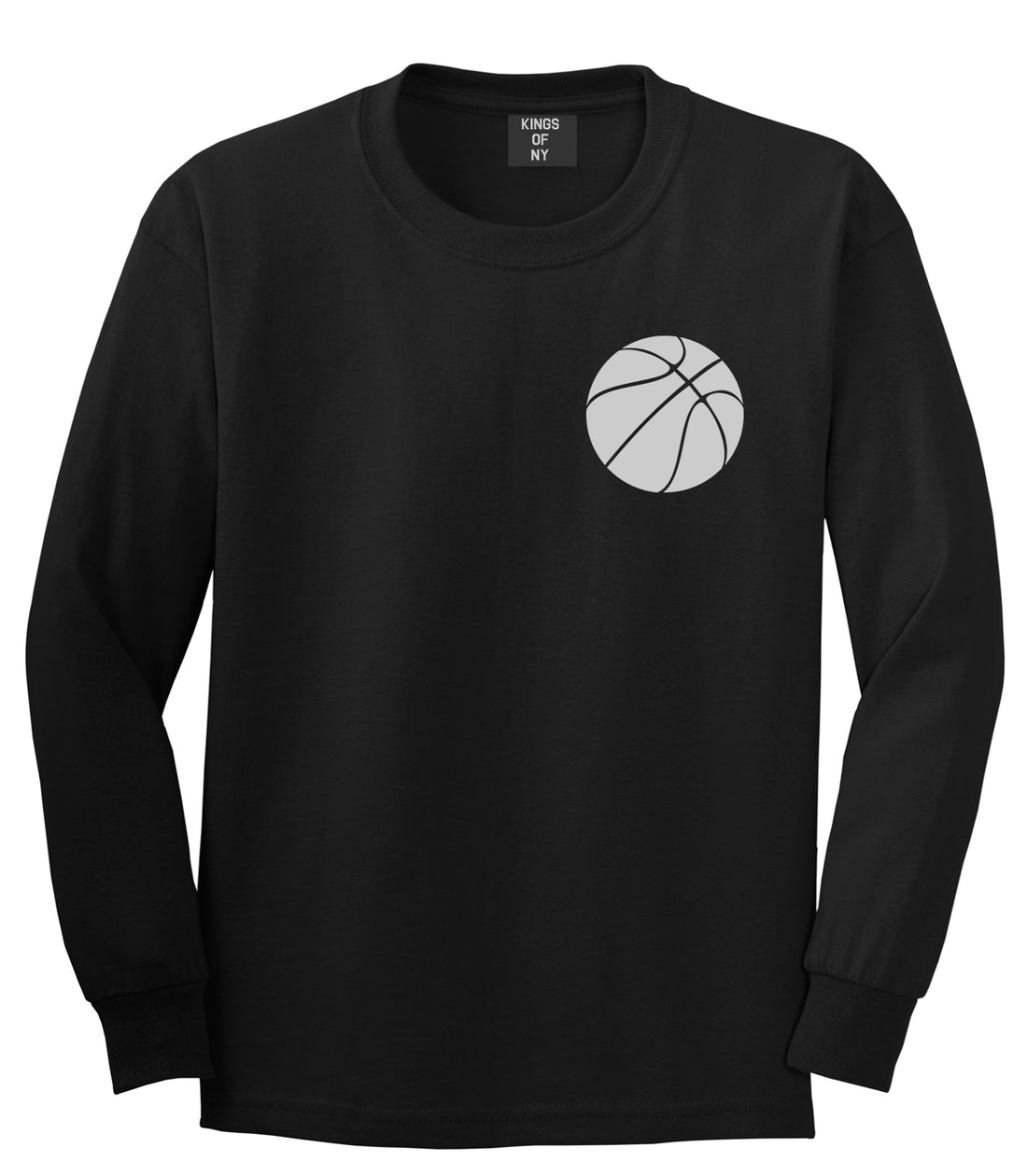 Basketball Logo Chest Black Long Sleeve T-Shirt by Kings Of NY